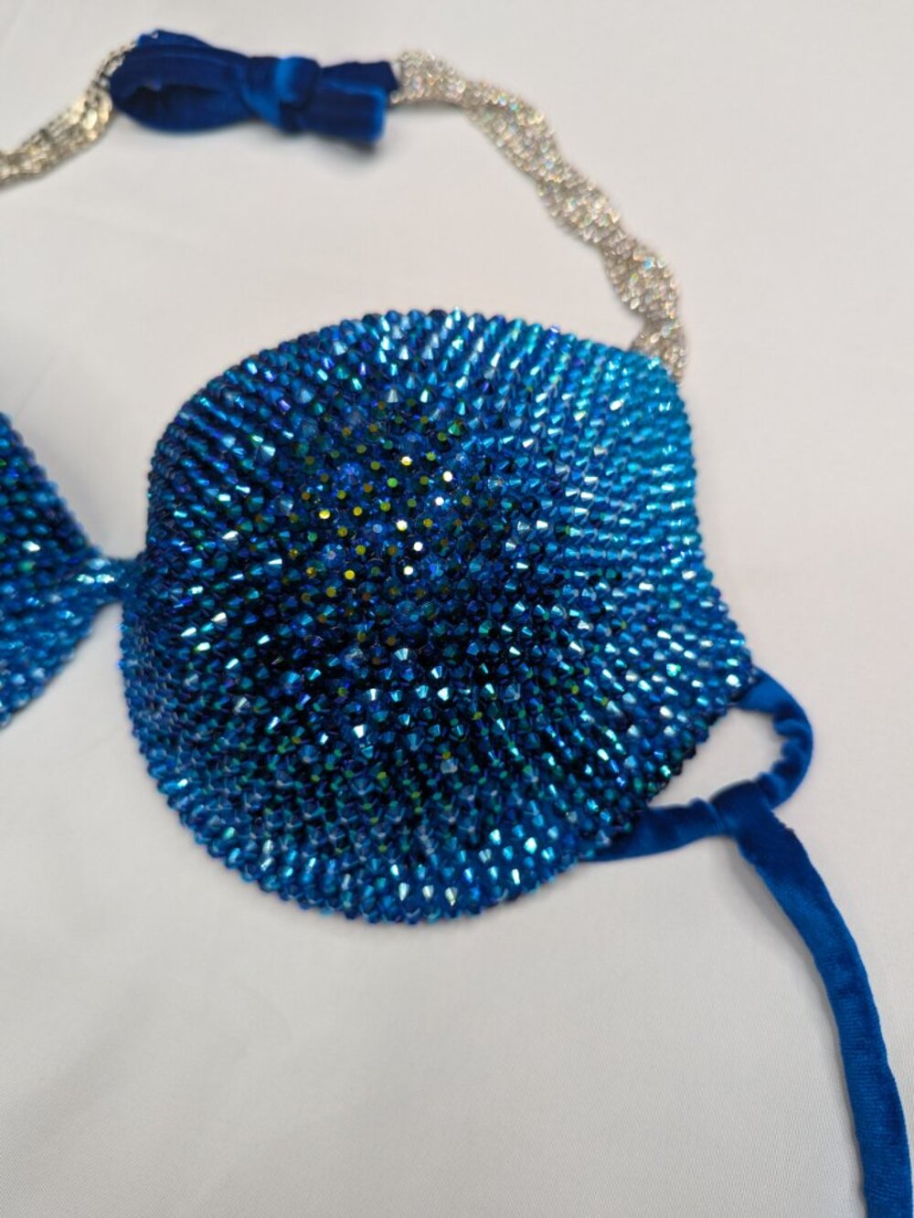 Royal Blue Rhinestone Competition Bikini Rave Bra Top - Picture 6 of 17